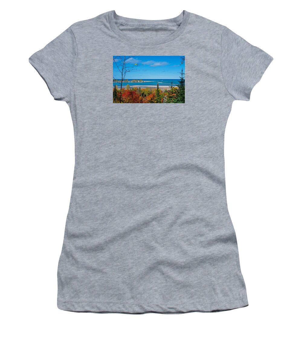 Grand Marais Michigan Women's T-Shirt featuring the photograph Harbor View by Gary McCormick