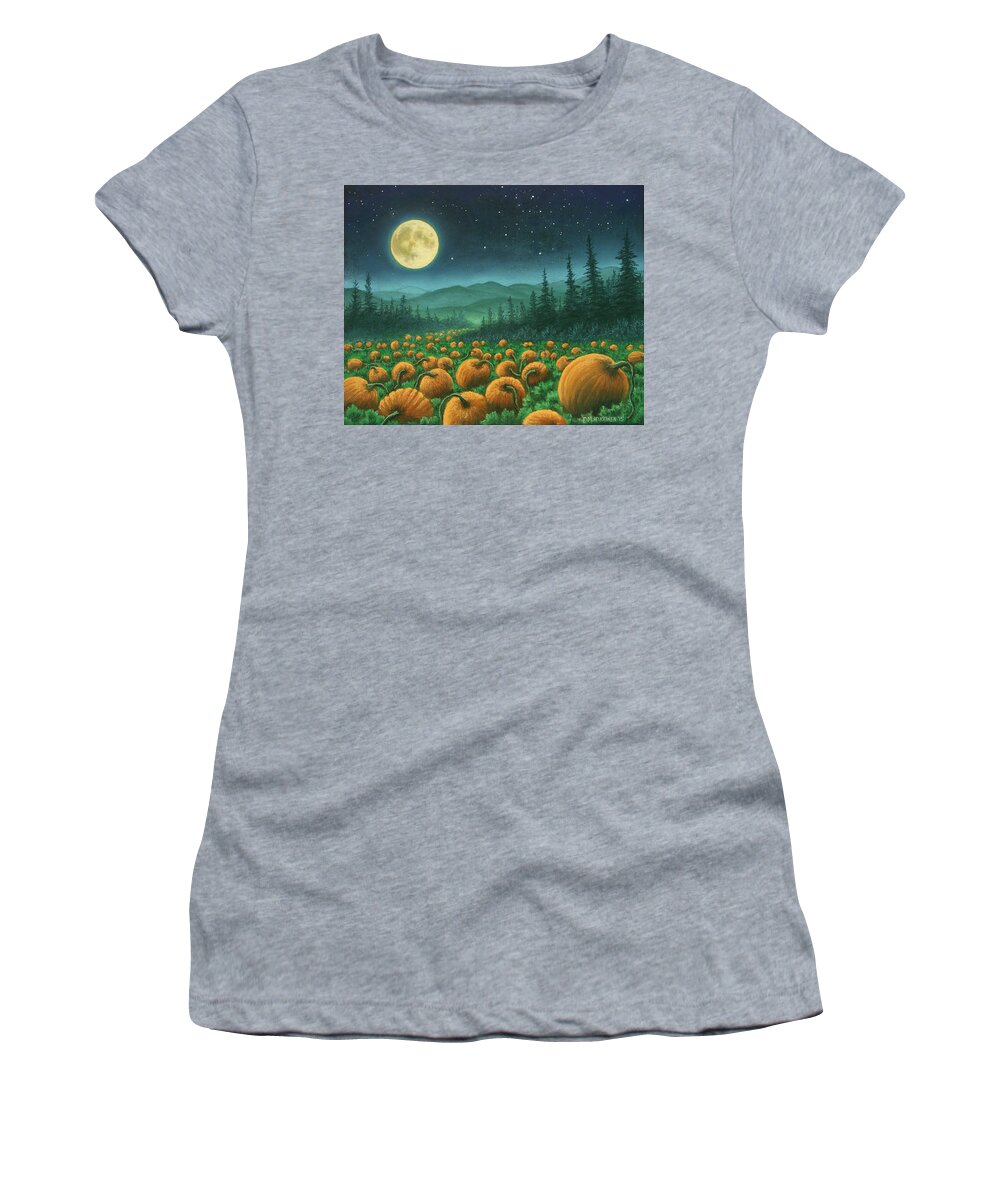 Holiday Women's T-Shirt featuring the pastel Harvest Moon 01 by Michael Heikkinen