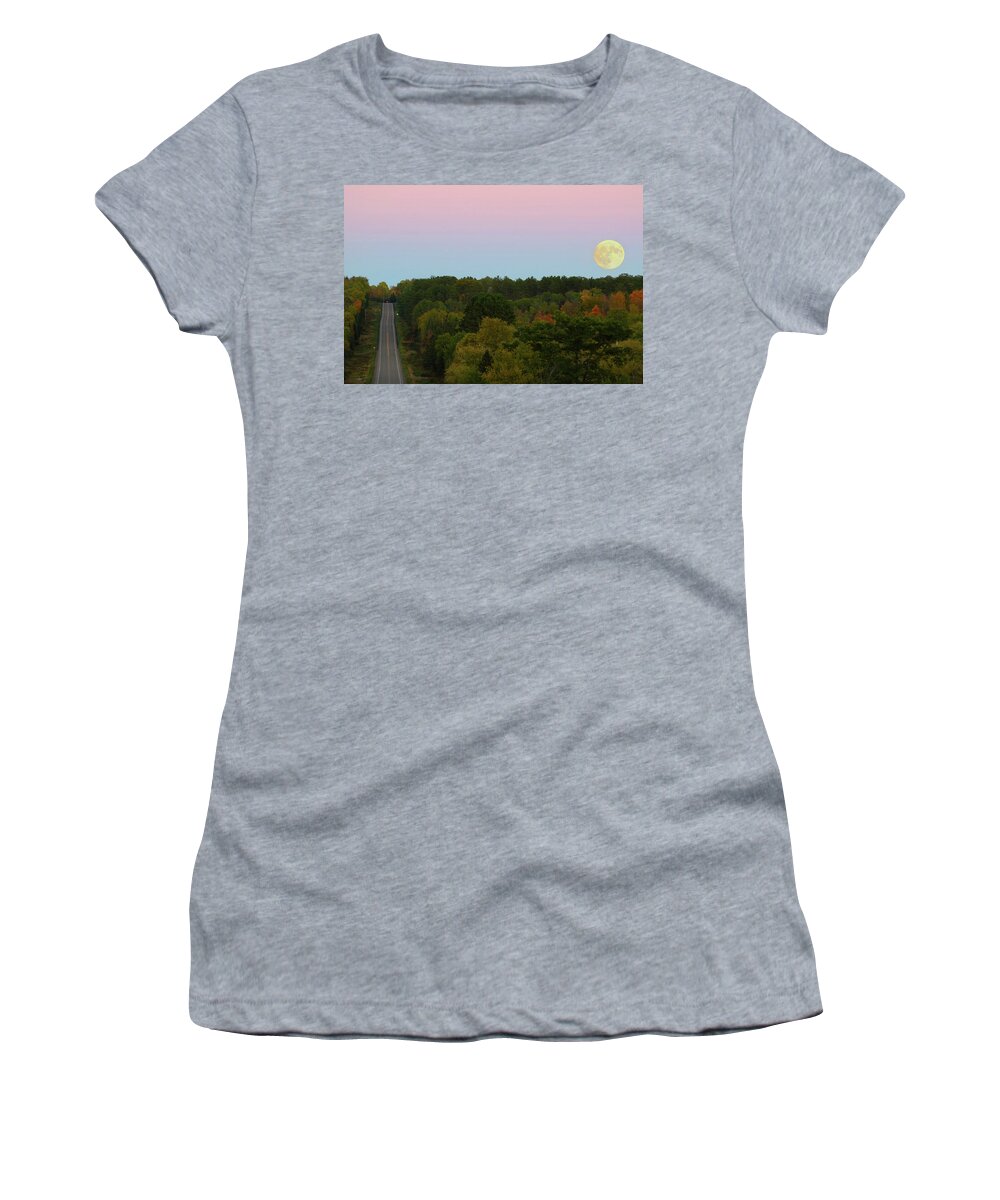 Harvest Moon Women's T-Shirt featuring the photograph Harvest Moon by Brook Burling