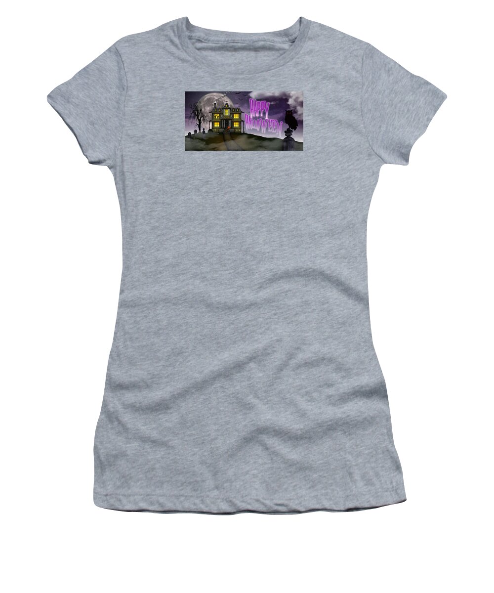 Halloween Women's T-Shirt featuring the digital art Haunted Halloween by Anthony Citro