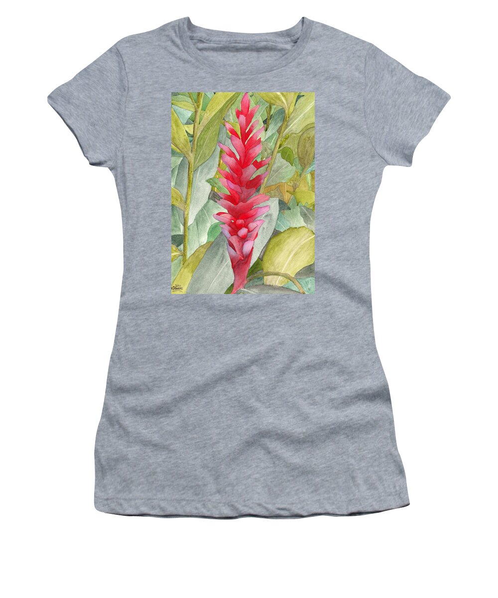Floral Women's T-Shirt featuring the painting Hawaiian Beauty by Ken Powers