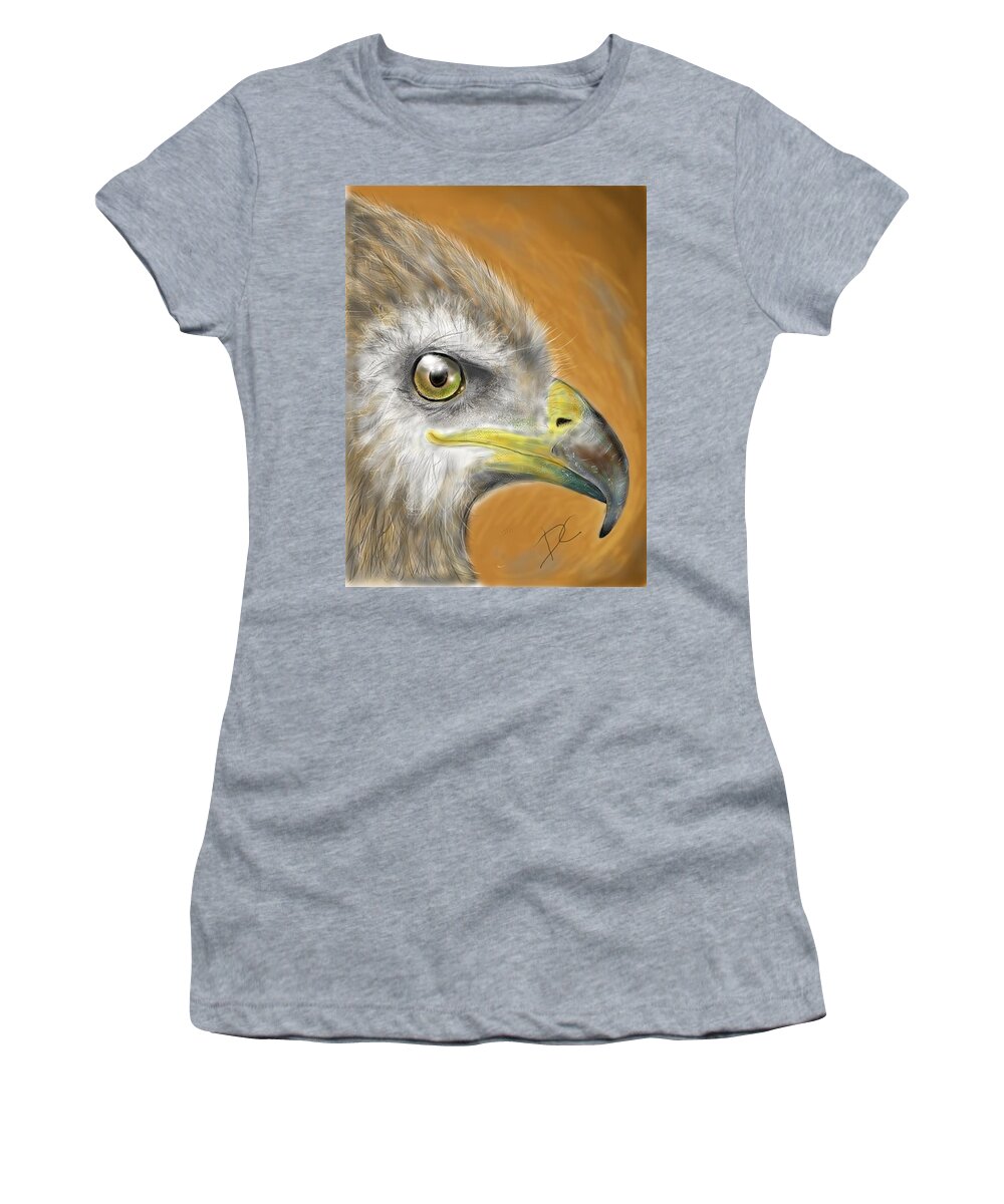 Hawk Women's T-Shirt featuring the digital art Hawk by Darren Cannell