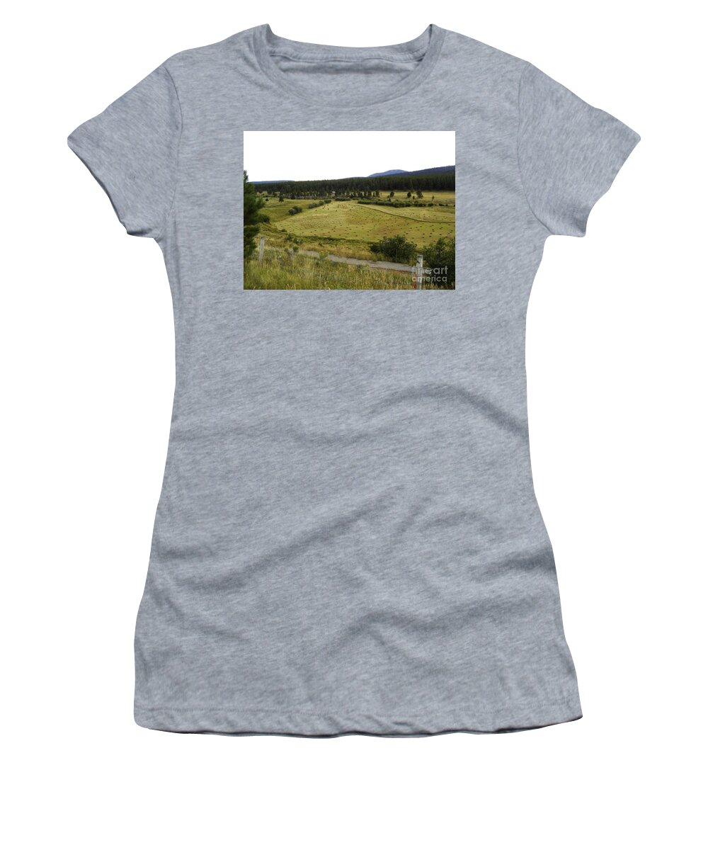 Landscape Women's T-Shirt featuring the photograph Hay Harvest by Mary Rogers