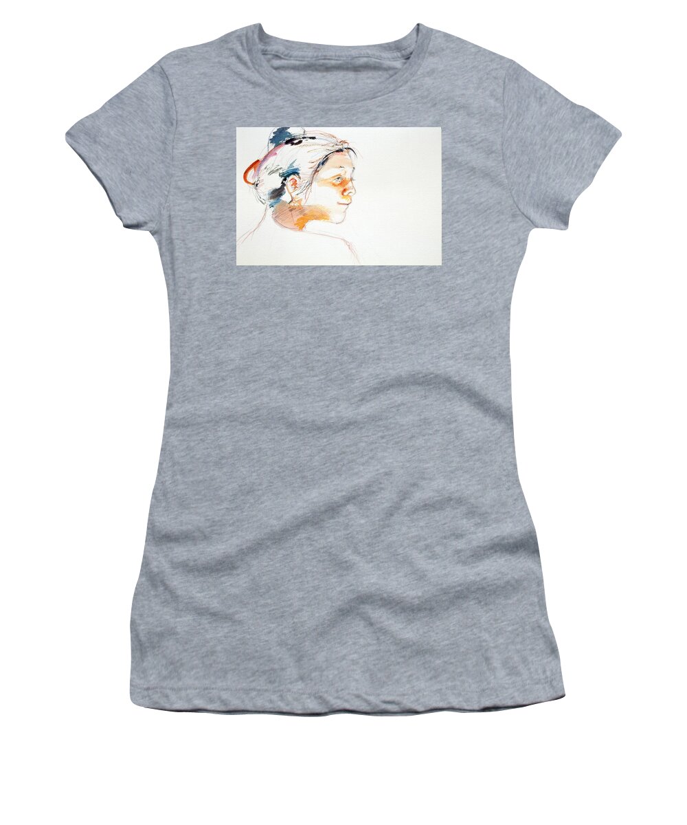 Headshot Women's T-Shirt featuring the painting Head Study 9 by Barbara Pease