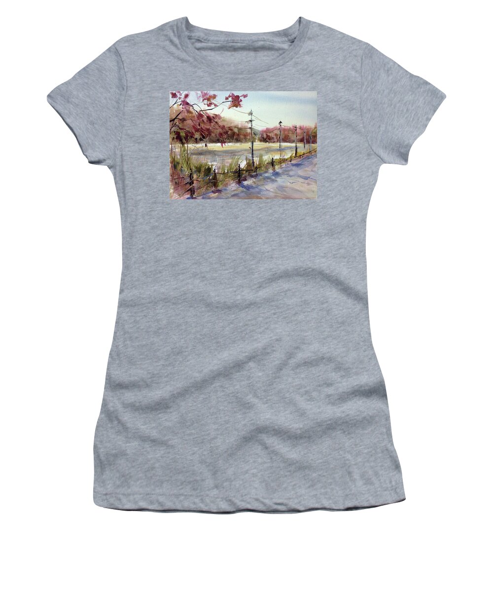 Watercolor Women's T-Shirt featuring the painting Heading to North Country by Judith Levins