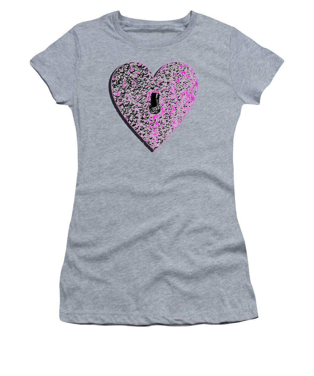 Heart Women's T-Shirt featuring the photograph Heart Shaped Lock Pink .png by Al Powell Photography USA