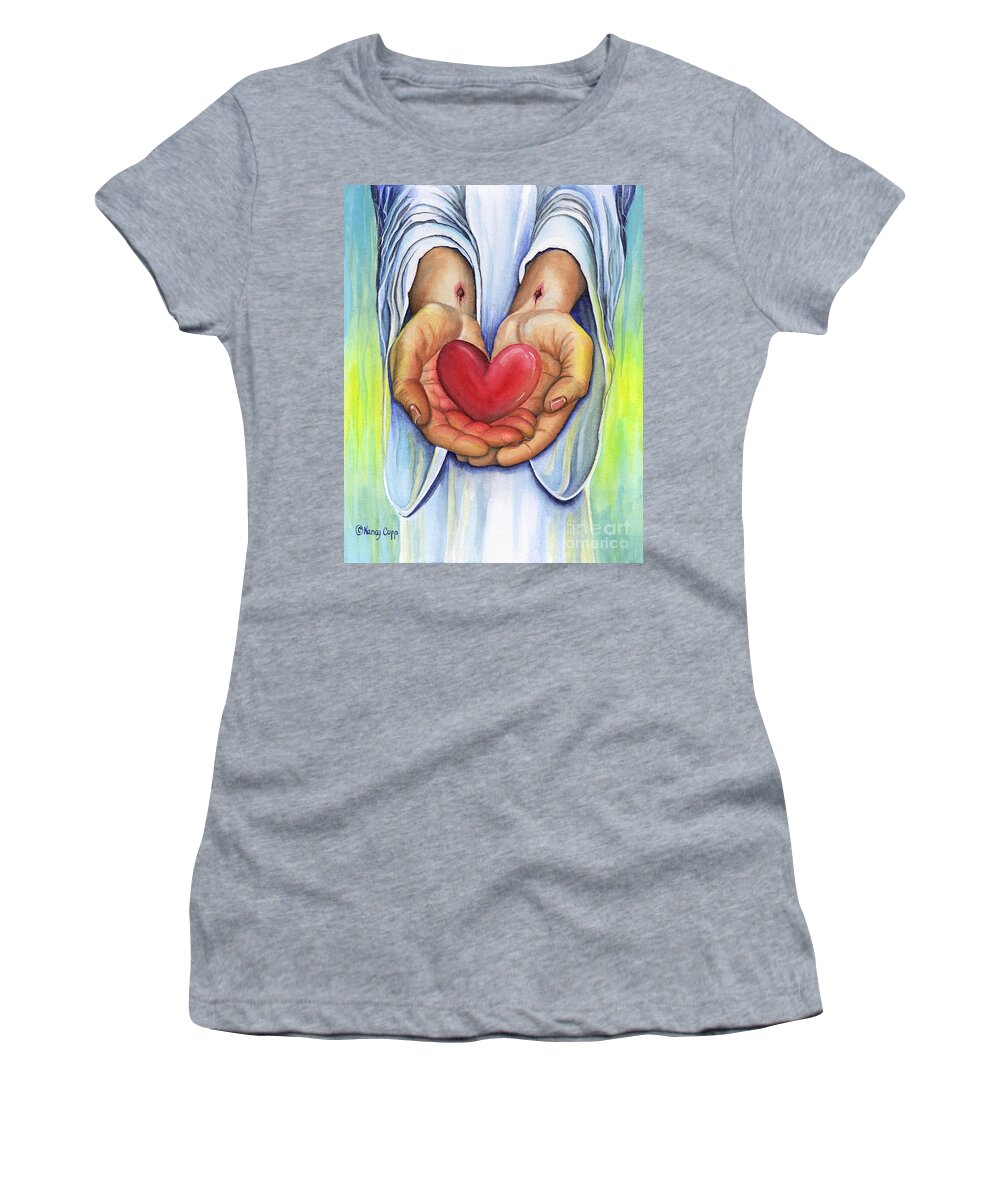 Jesus Women's T-Shirt featuring the painting Heart's Desire by Nancy Cupp