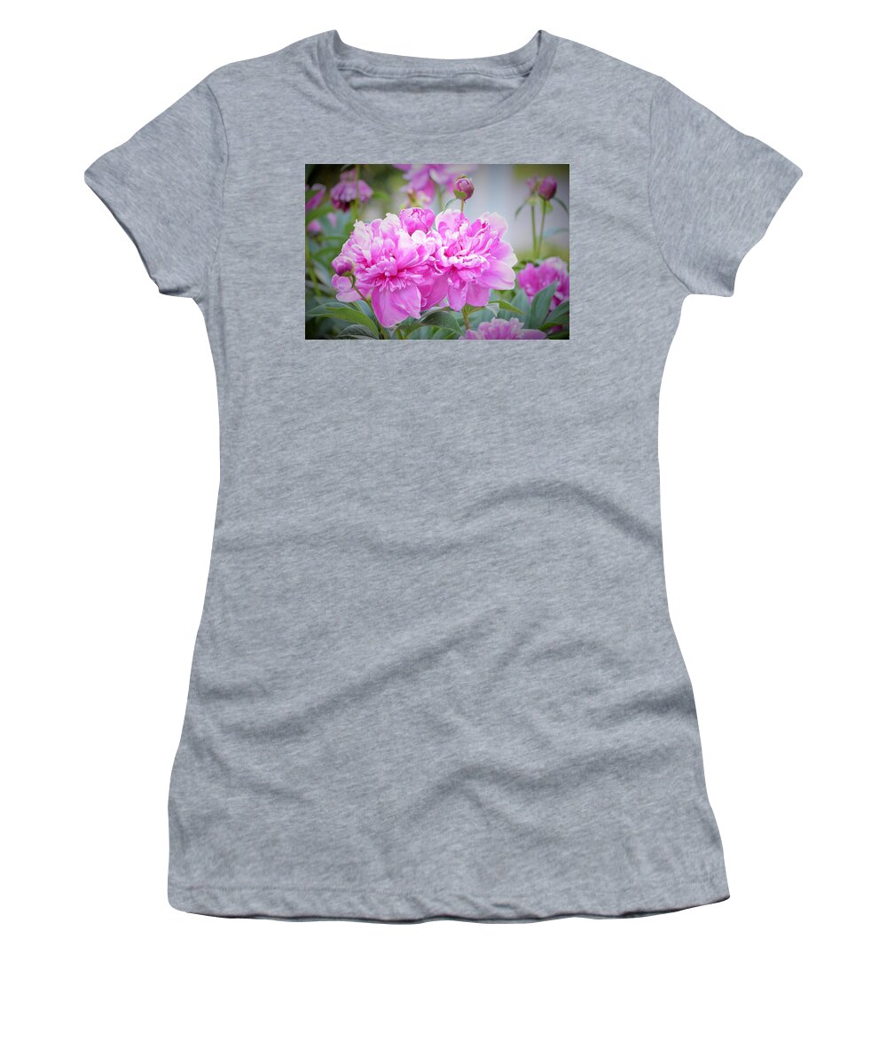 Pink Women's T-Shirt featuring the photograph Heathwood Summer Peonies by Lena Hatch
