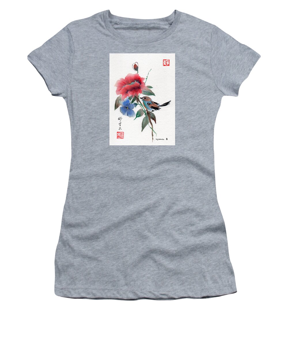 Chinese Brush Painting Women's T-Shirt featuring the painting Heidi's Heart by Bill Searle
