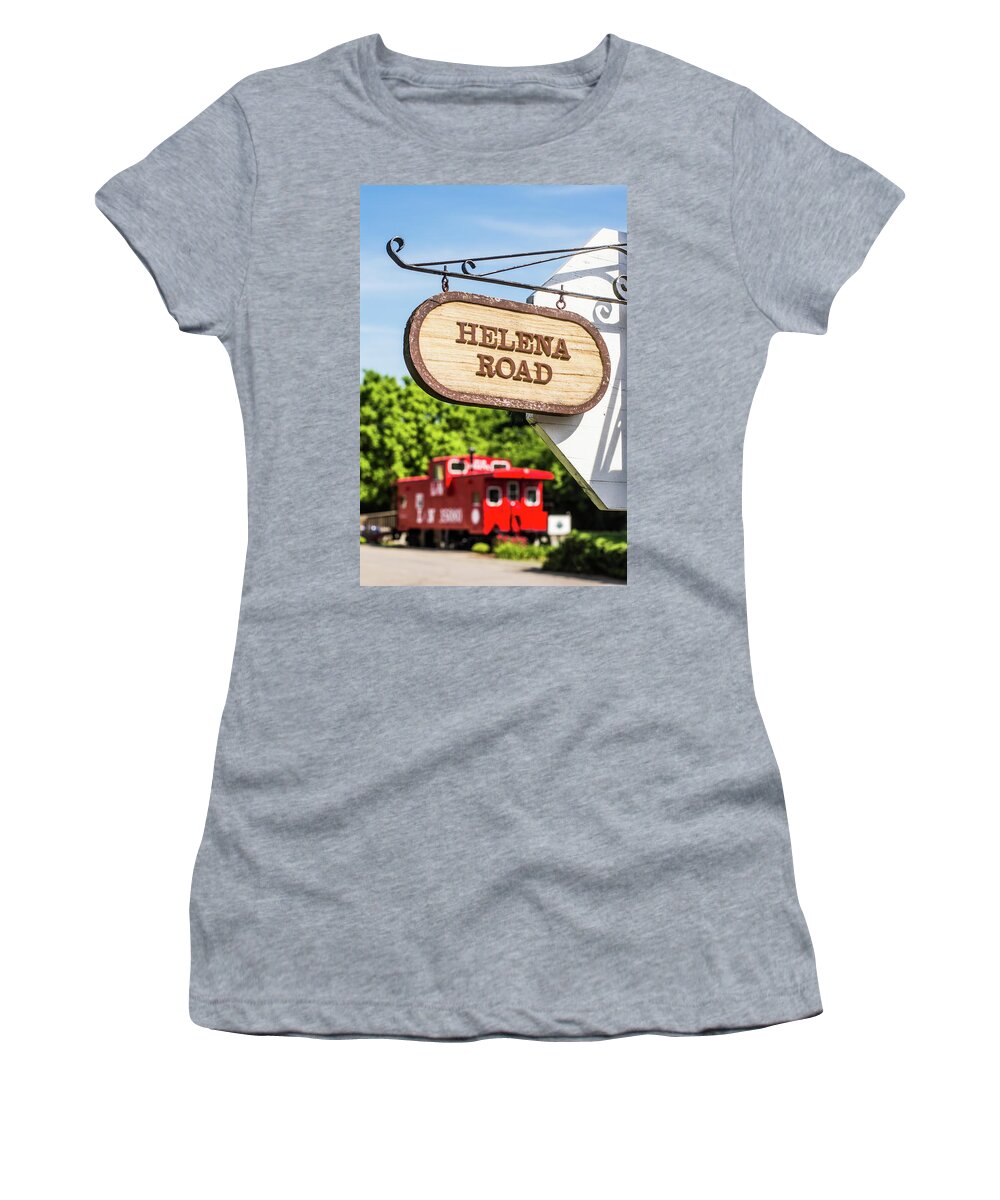 Helena Women's T-Shirt featuring the photograph Helena Road Sign by Parker Cunningham