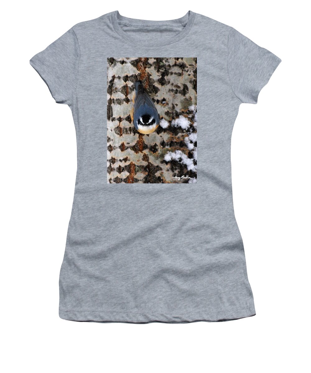 Nuthatch Women's T-Shirt featuring the photograph Hello by Harry Moulton
