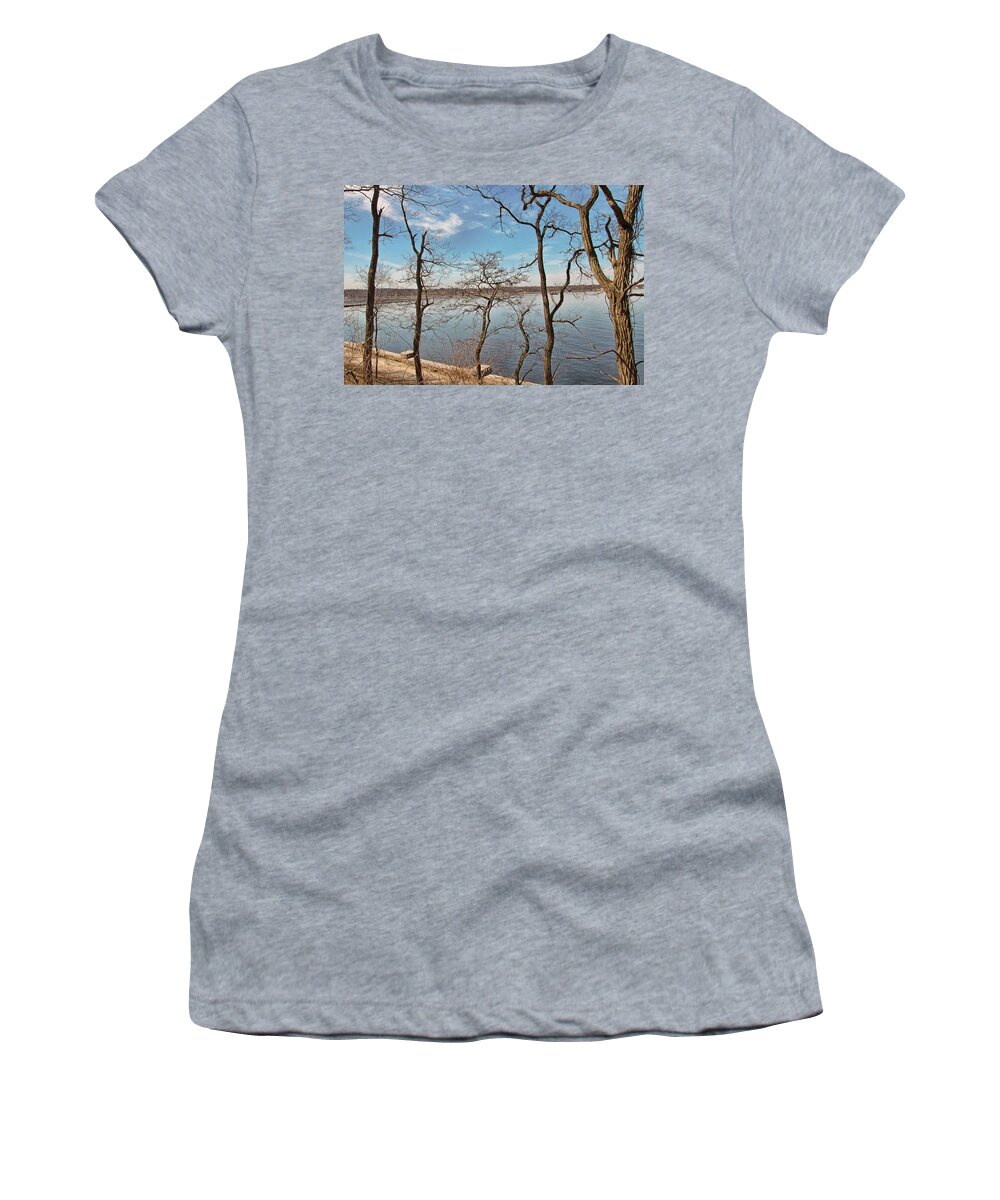 Bob Women's T-Shirt featuring the photograph Hempstead Harbor Through the Trees by Bob Slitzan