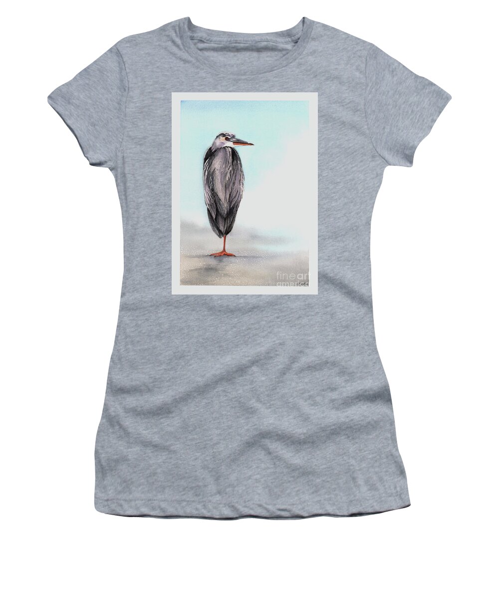 Heron Women's T-Shirt featuring the painting Heron by Hilda Wagner