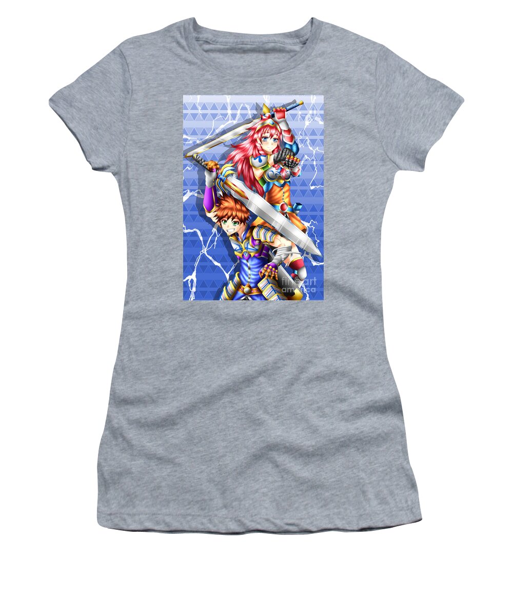 Cartoon Women's T-Shirt featuring the digital art Heros swordsman. by Isaac Sanchez