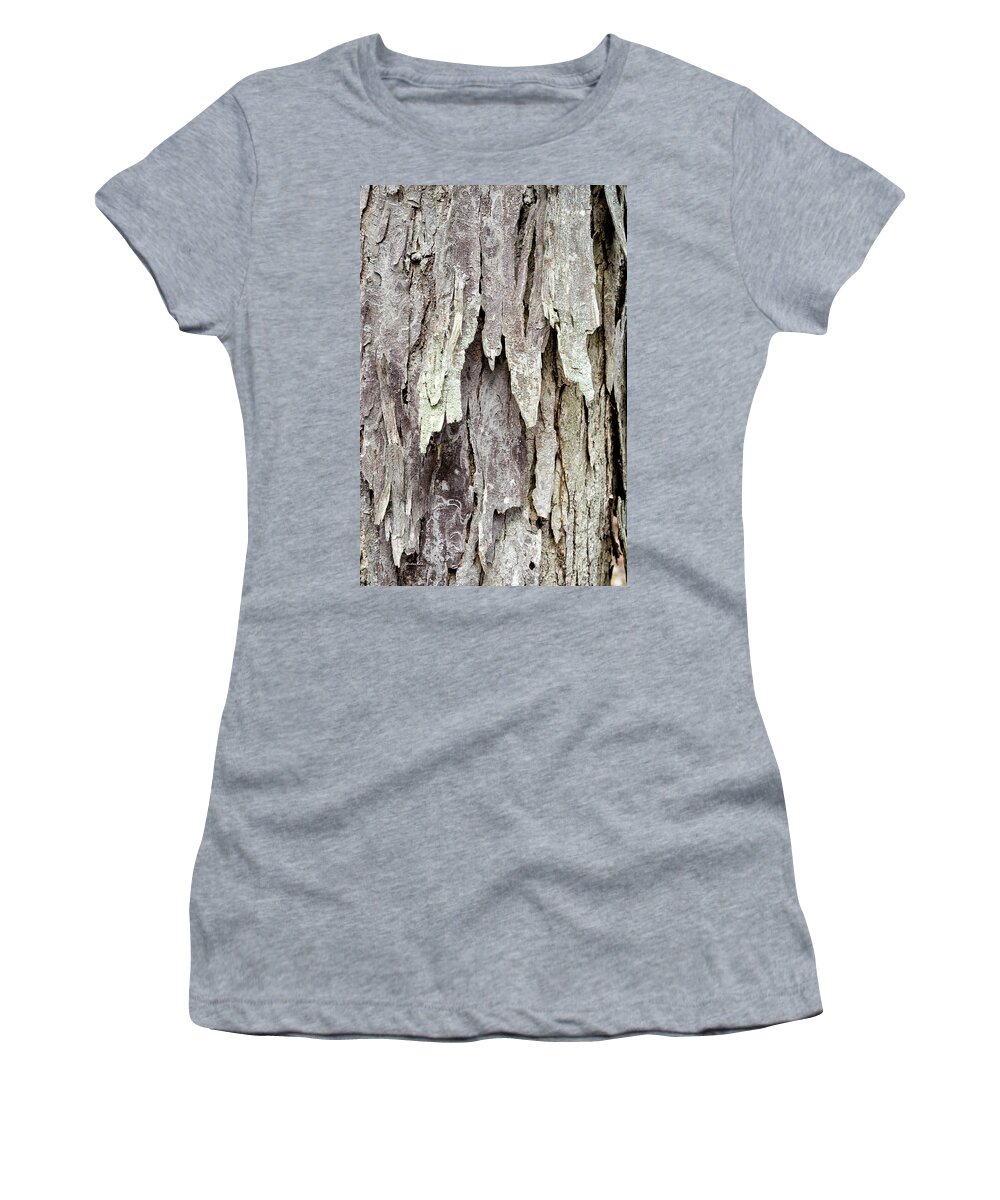 Tree Bark Women's T-Shirt featuring the photograph Hickory Tree Bark Abstract by Christina Rollo