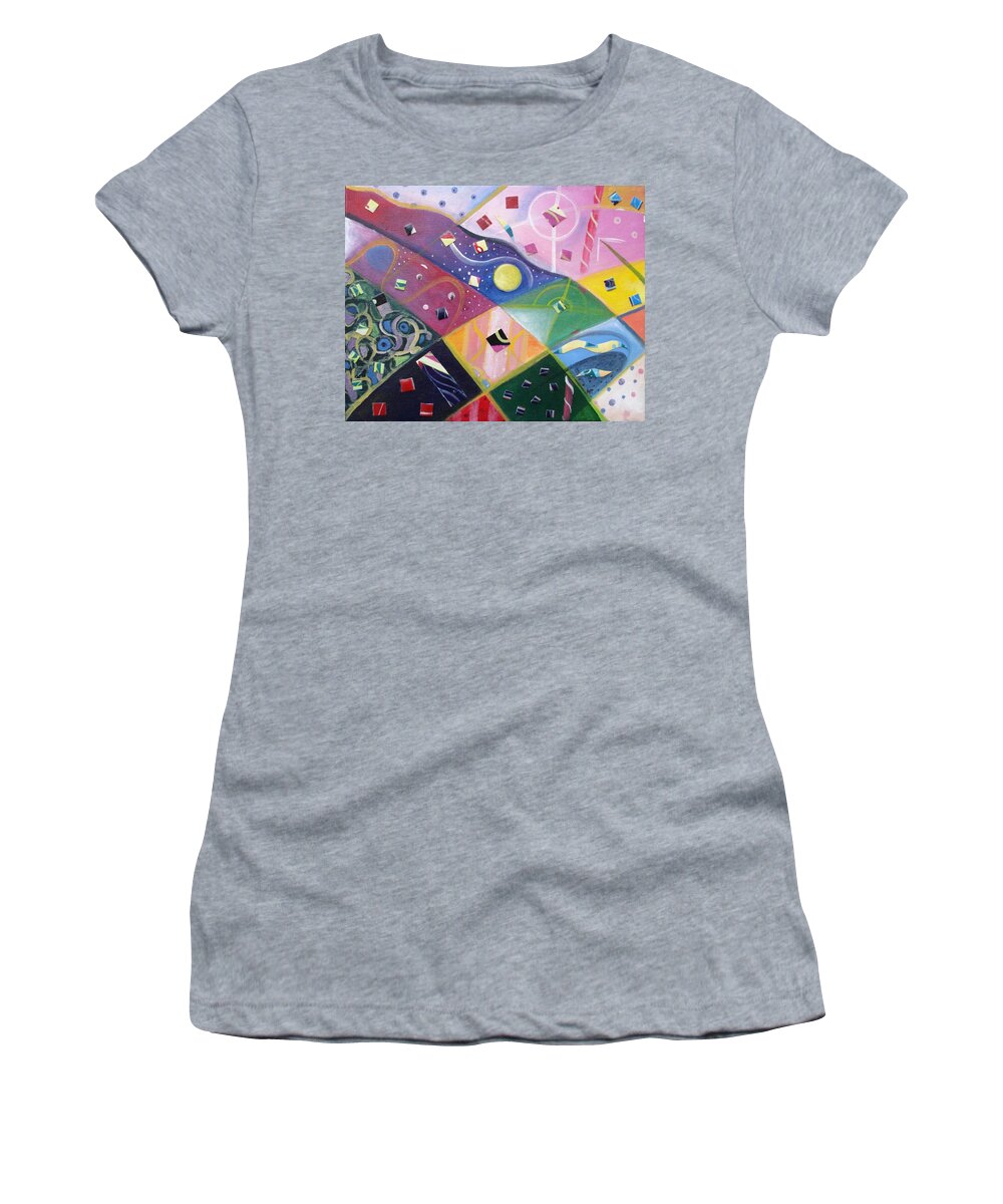 People And Pets Women's T-Shirt featuring the painting Hiding in Plain Sight by Helena Tiainen
