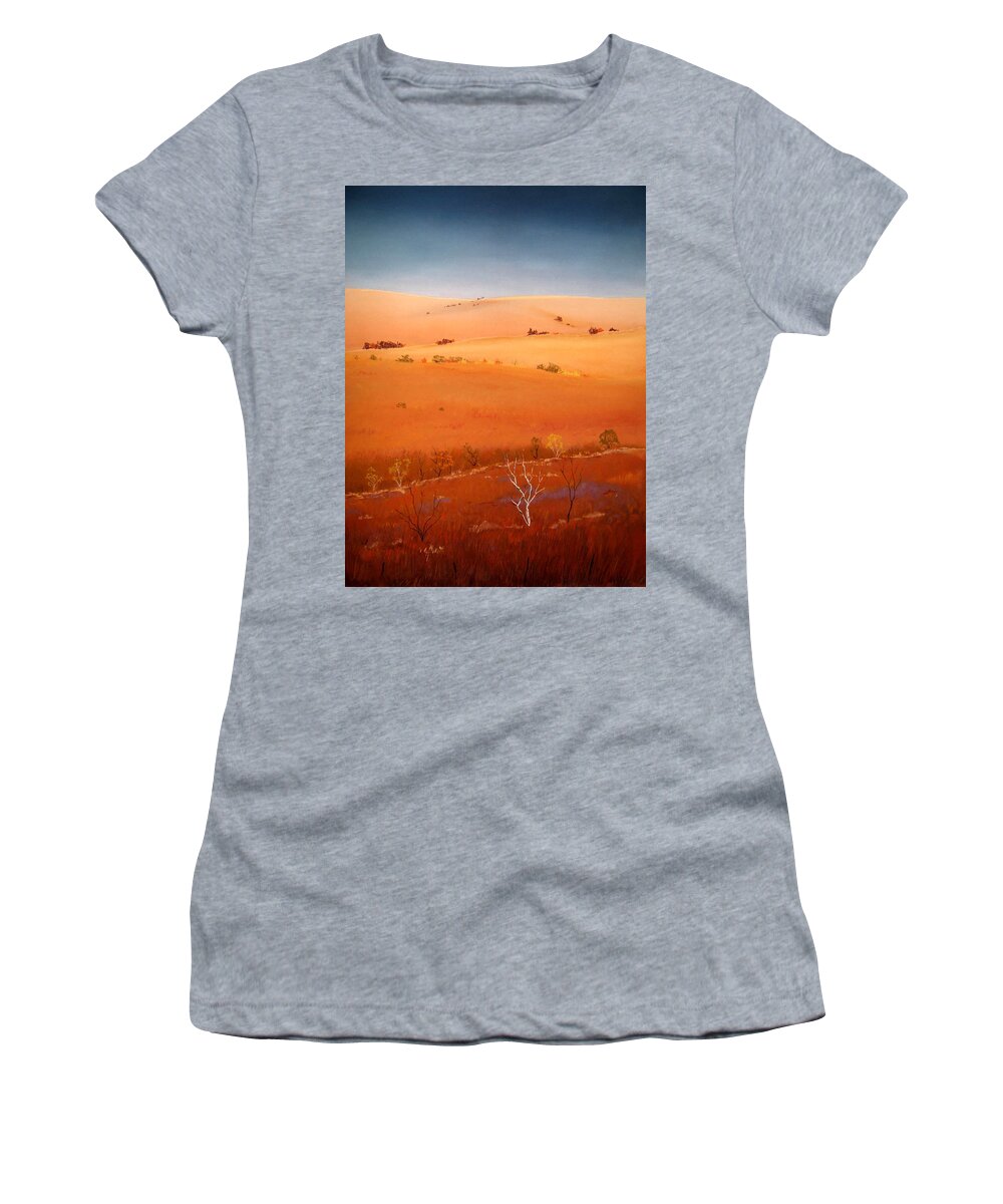 Landscape Women's T-Shirt featuring the pastel High Plains Hills by William Renzulli