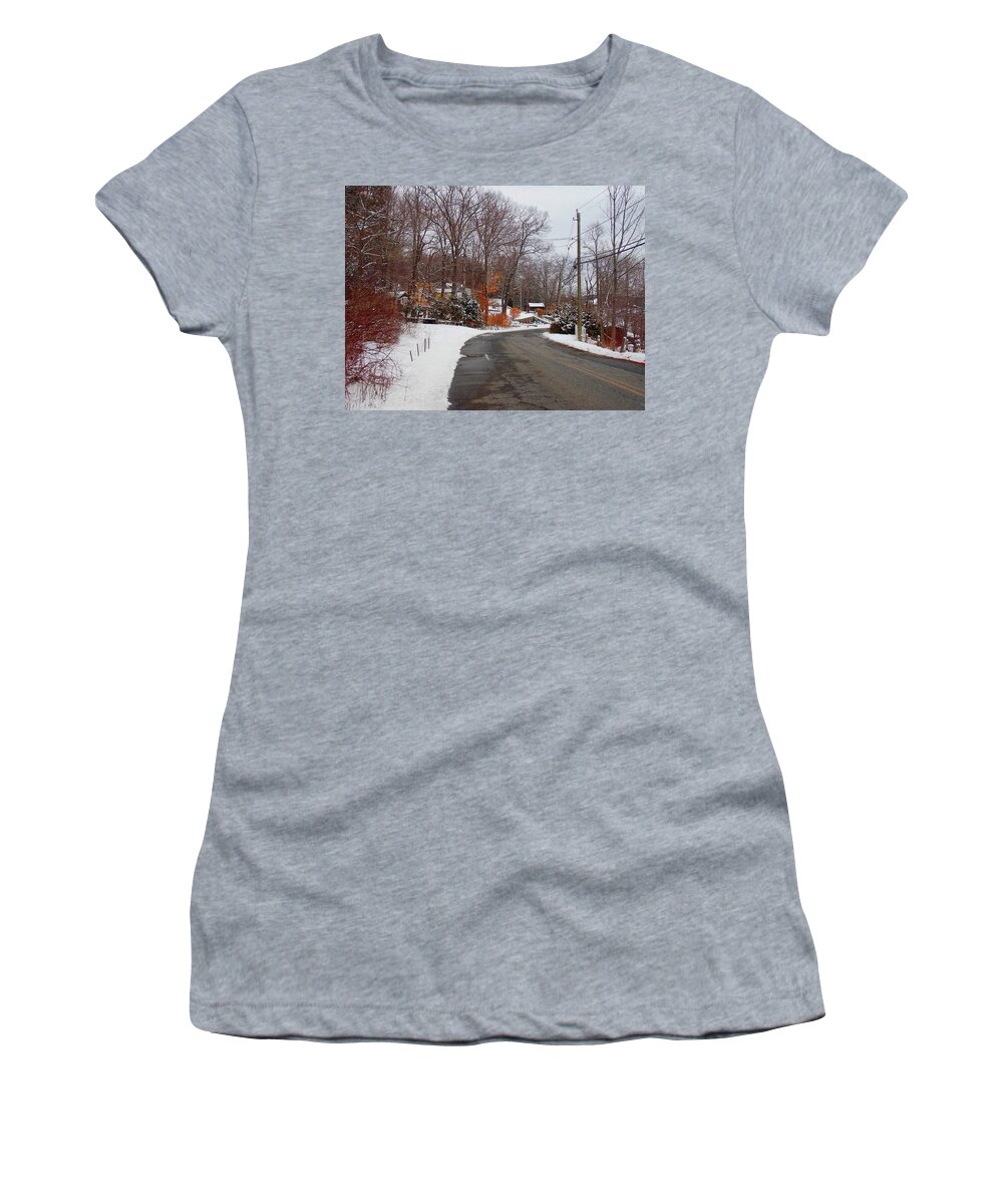 Highland Women's T-Shirt featuring the photograph Highland Lake Road 1 by Nina Kindred