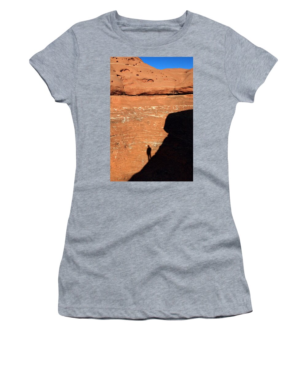 Canyonlands Women's T-Shirt featuring the photograph hiker in Canyonlands NP by Pierre Leclerc Photography