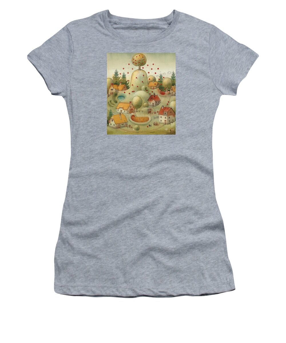 Hill Women's T-Shirt featuring the painting Hill by Kestutis Kasparavicius