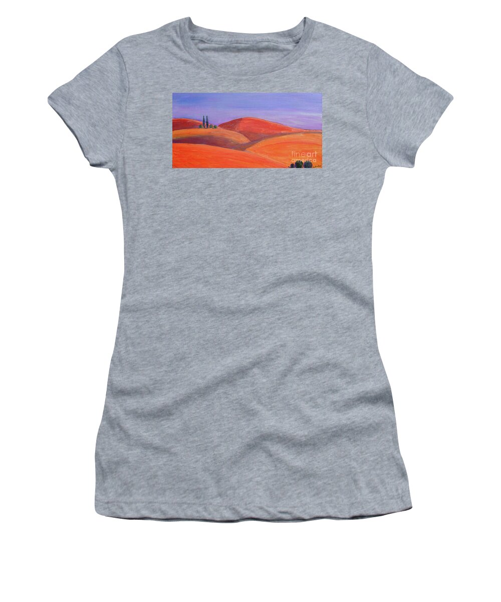 Tuscan Women's T-Shirt featuring the painting Hill Tops by Lilibeth Andre