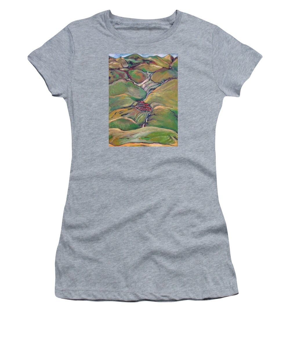  Women's T-Shirt featuring the painting Hills of Clare Island by Kathleen Barnes