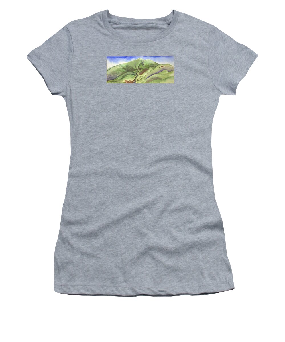  Women's T-Shirt featuring the painting Hillside Panorama by Kathleen Barnes