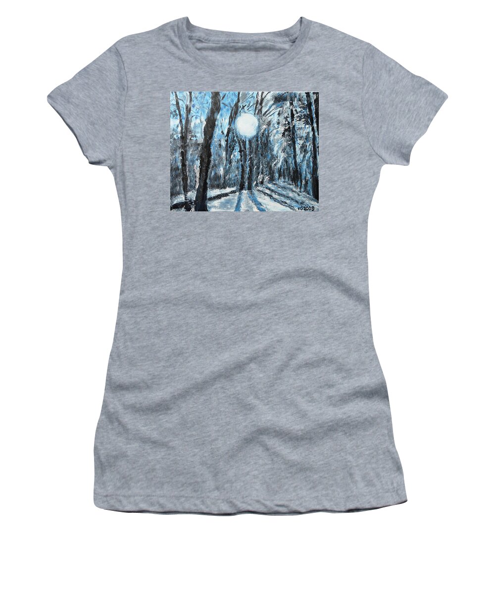 Landscape Women's T-Shirt featuring the painting Hochleite in January by Valerie Ornstein