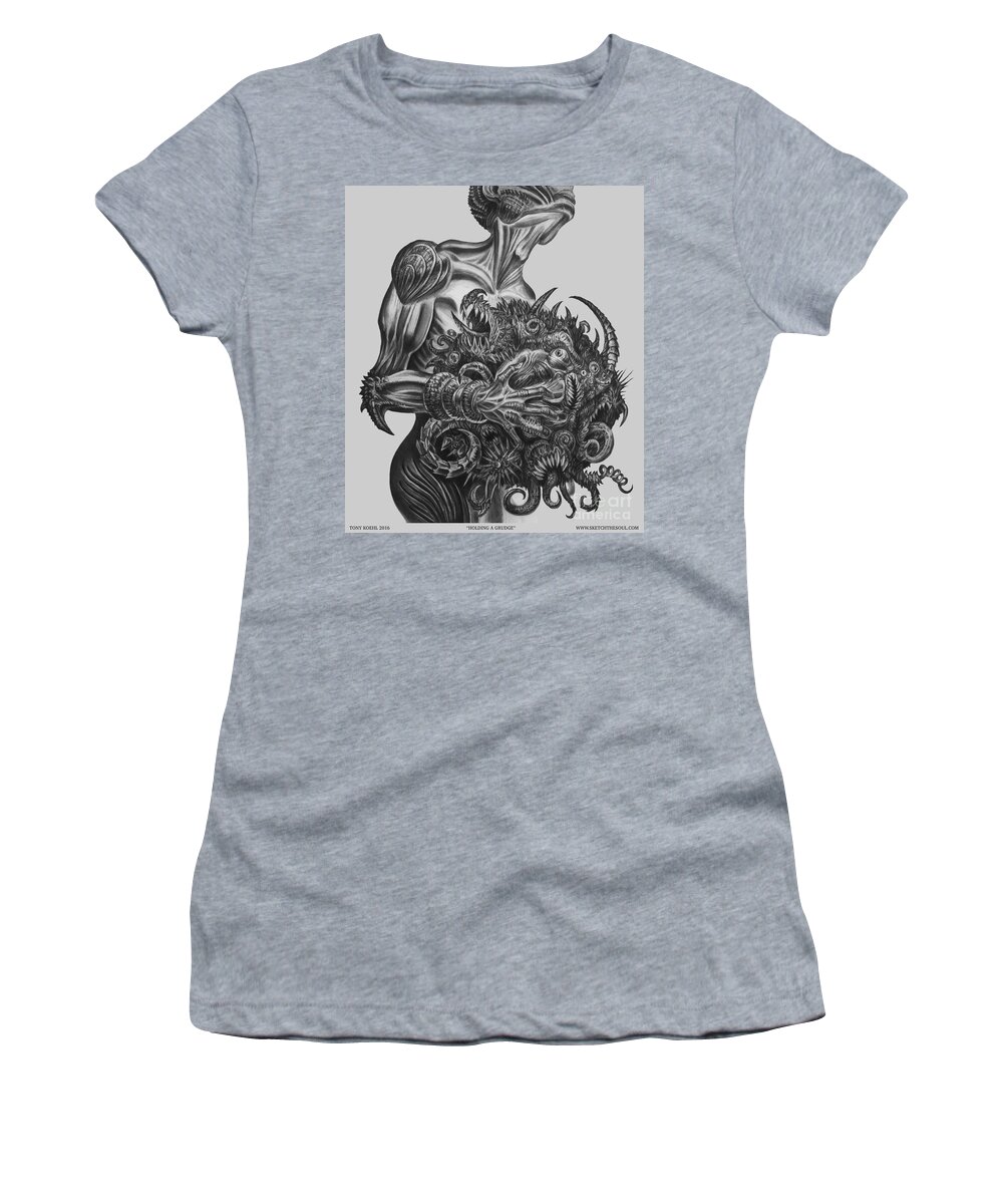 Tony Koehl Women's T-Shirt featuring the drawing Holding a Grudge by Tony Koehl