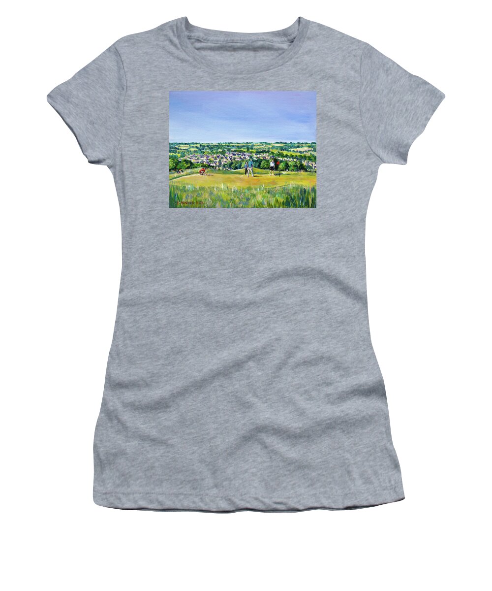 Acrylic On Board Women's T-Shirt featuring the painting Hole 3 - Old Lodge by Seeables Visual Arts