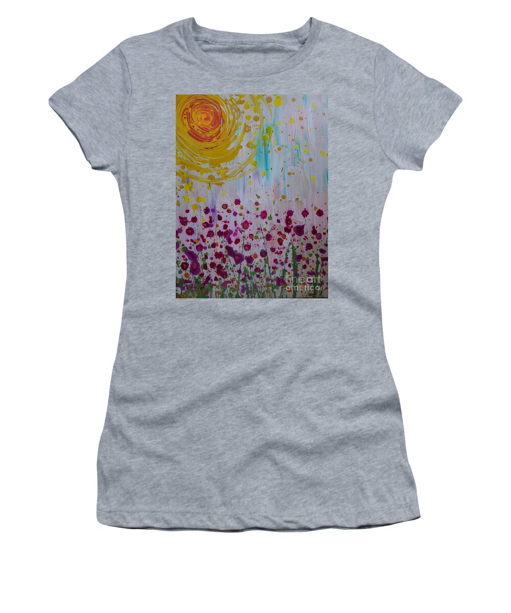 Hollyhocks Women's T-Shirt featuring the painting HollyNation by Jacqueline Athmann
