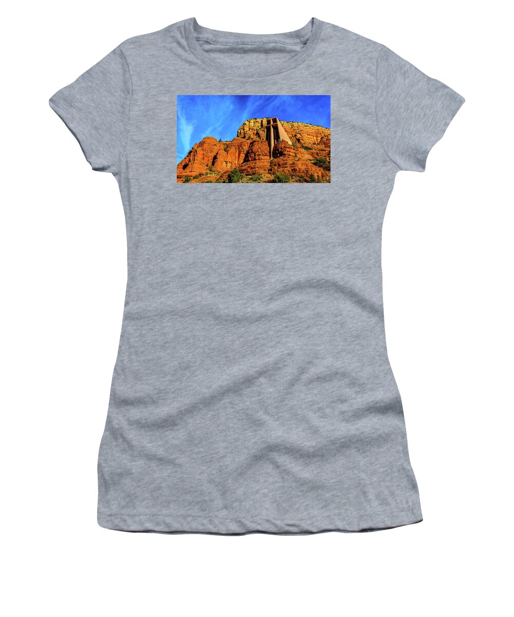 Sedona Women's T-Shirt featuring the photograph Holy Cross by Jerry Cahill