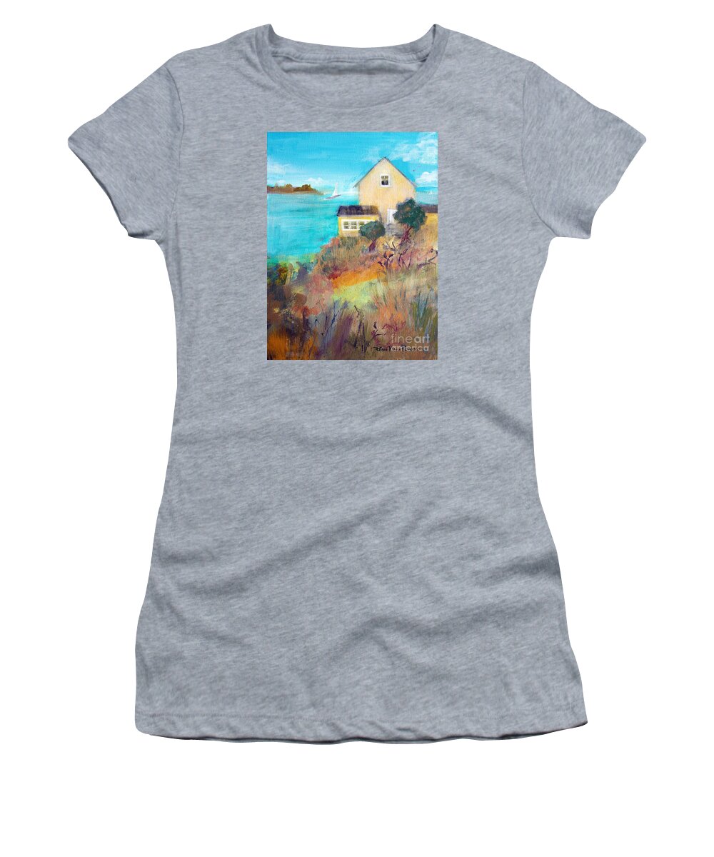 Home Women's T-Shirt featuring the painting Home By The Sea by Robin Pedrero