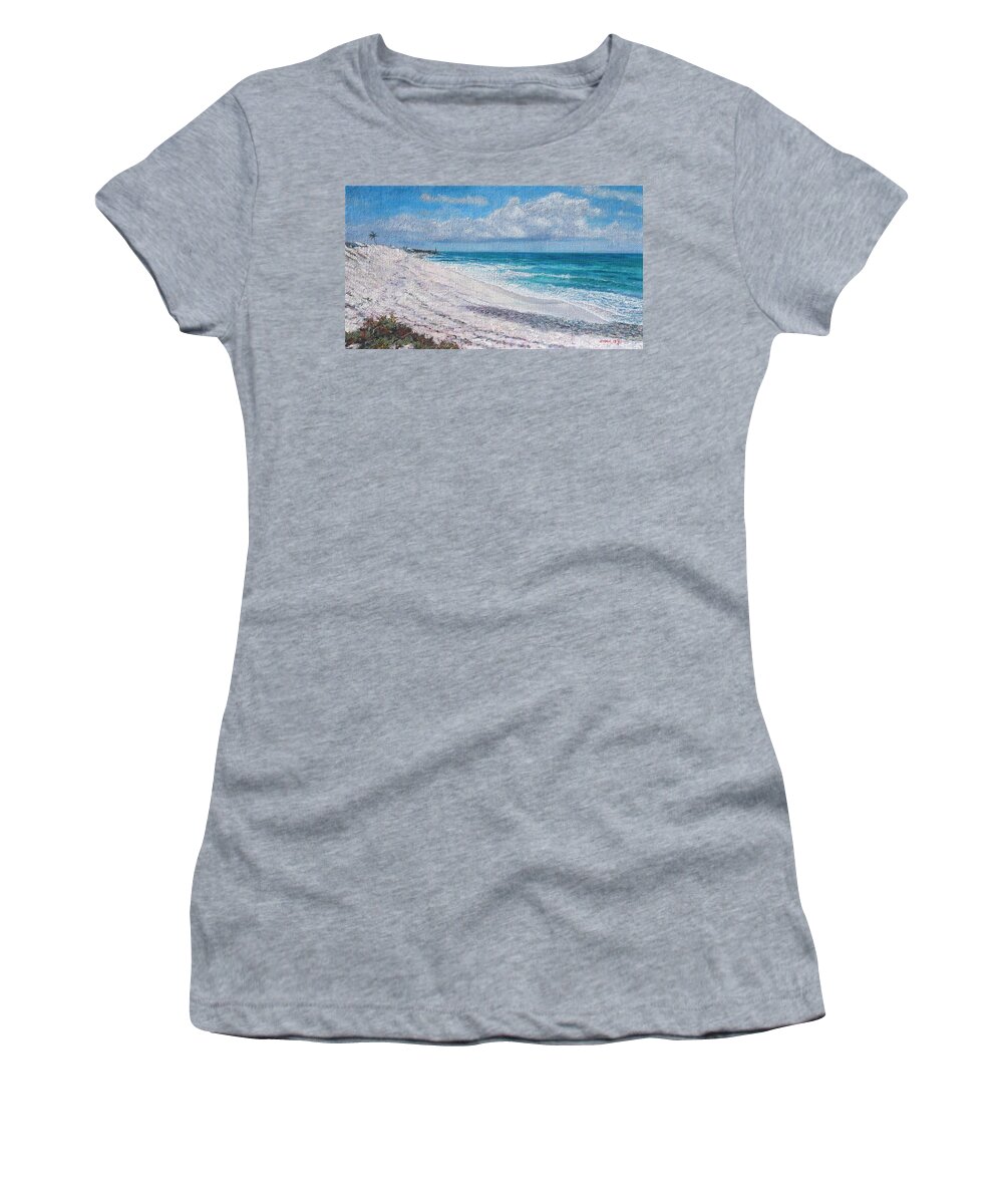 Hope Town Women's T-Shirt featuring the painting Hope Town Beach by Ritchie Eyma