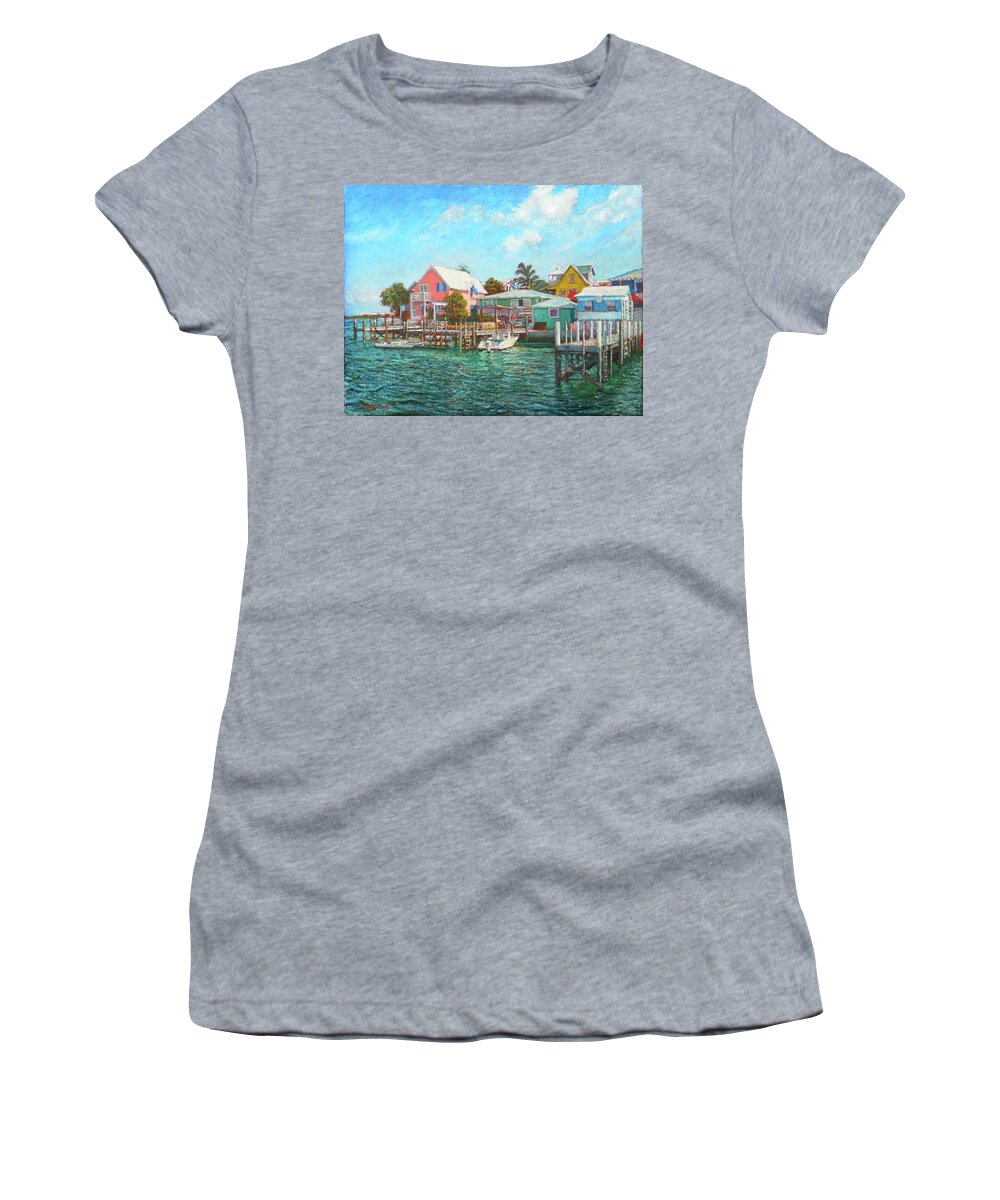 Hope Town Women's T-Shirt featuring the painting Hope Town By The Sea by Ritchie Eyma