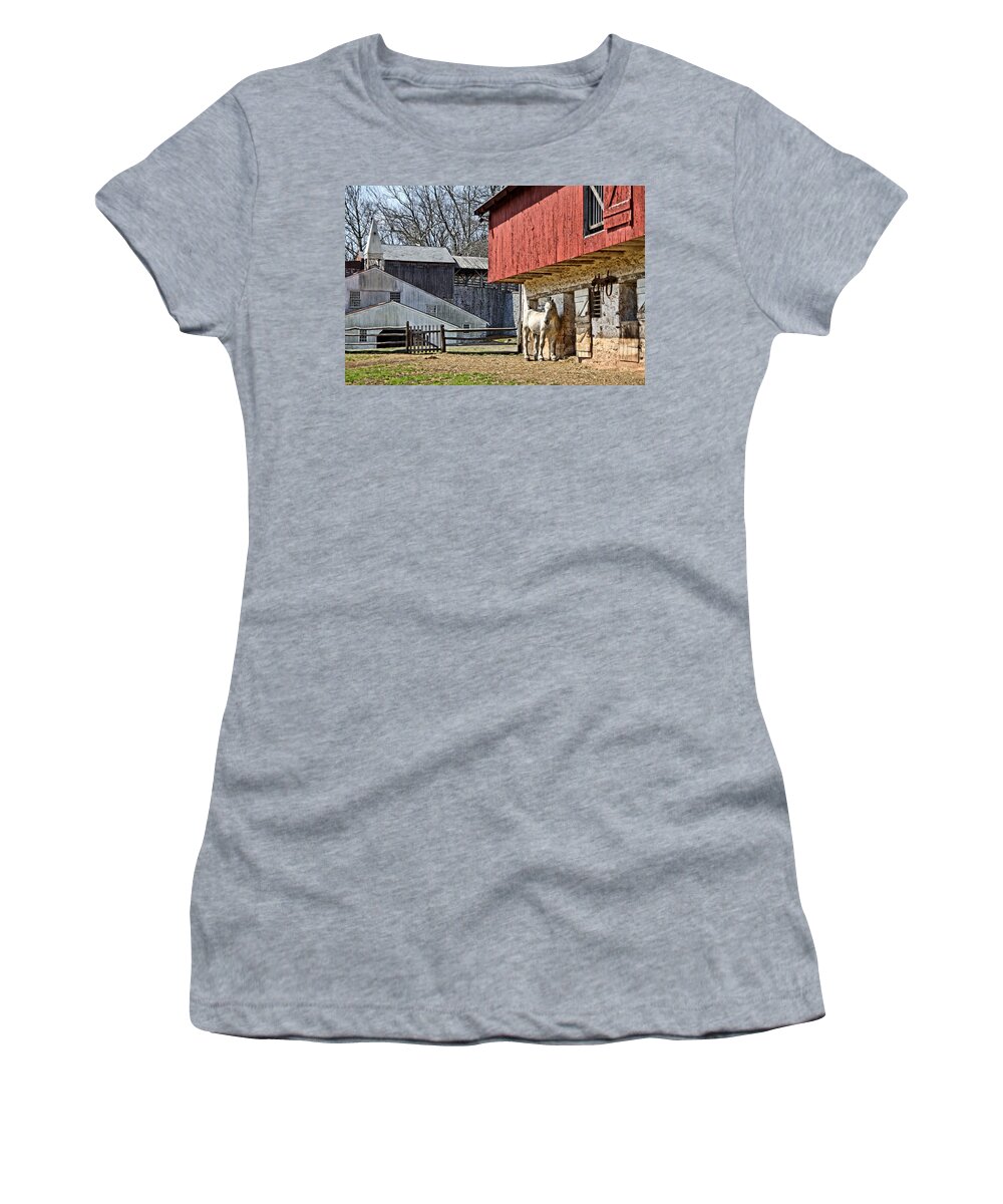 Hopewell Furnace Women's T-Shirt featuring the photograph Hopewell Furnace Barn by DJ Florek