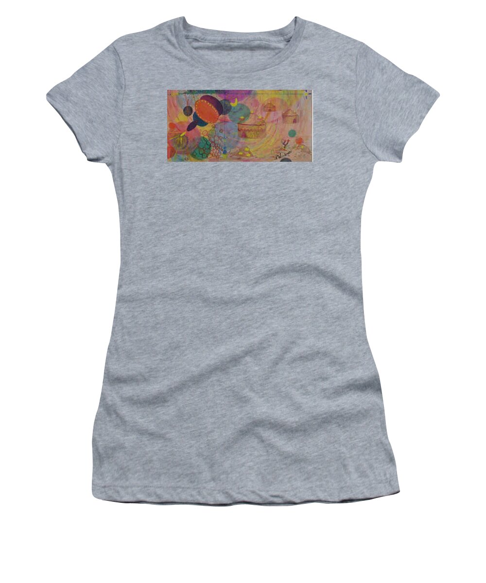 Horizon Women's T-Shirt featuring the painting Horizon Original Oil - bottom half - Space / Traditional mix / Organic by Julia Woodman