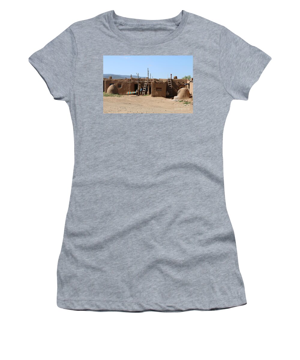 Pueblo Women's T-Shirt featuring the photograph Hornos At Taos Pueblo by Christiane Schulze Art And Photography