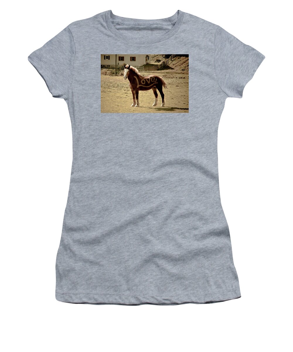 Horse Women's T-Shirt featuring the photograph Horse Love by Trish Tritz
