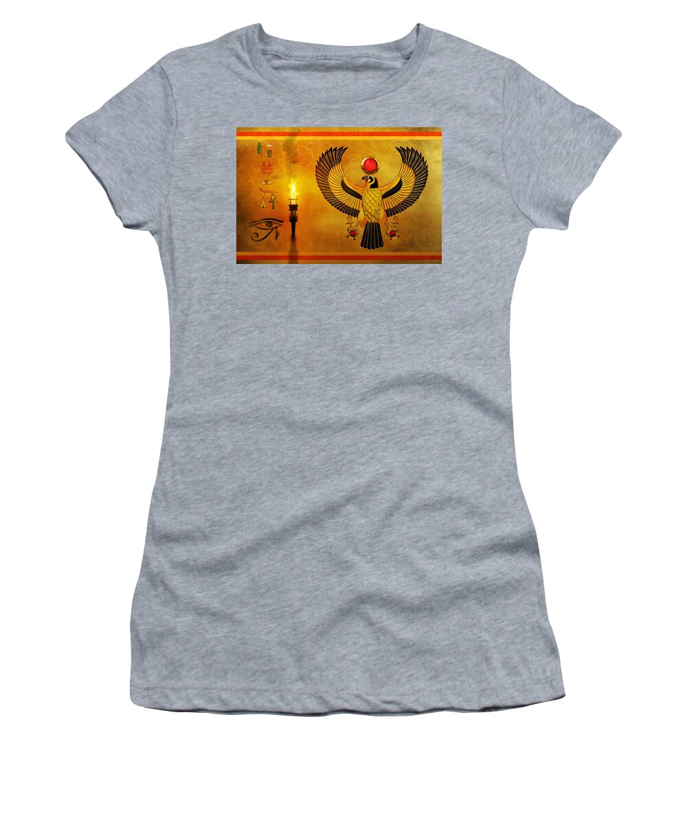 Egyptian Gods Women's T-Shirt featuring the digital art Egyptian God Ra by John Wills