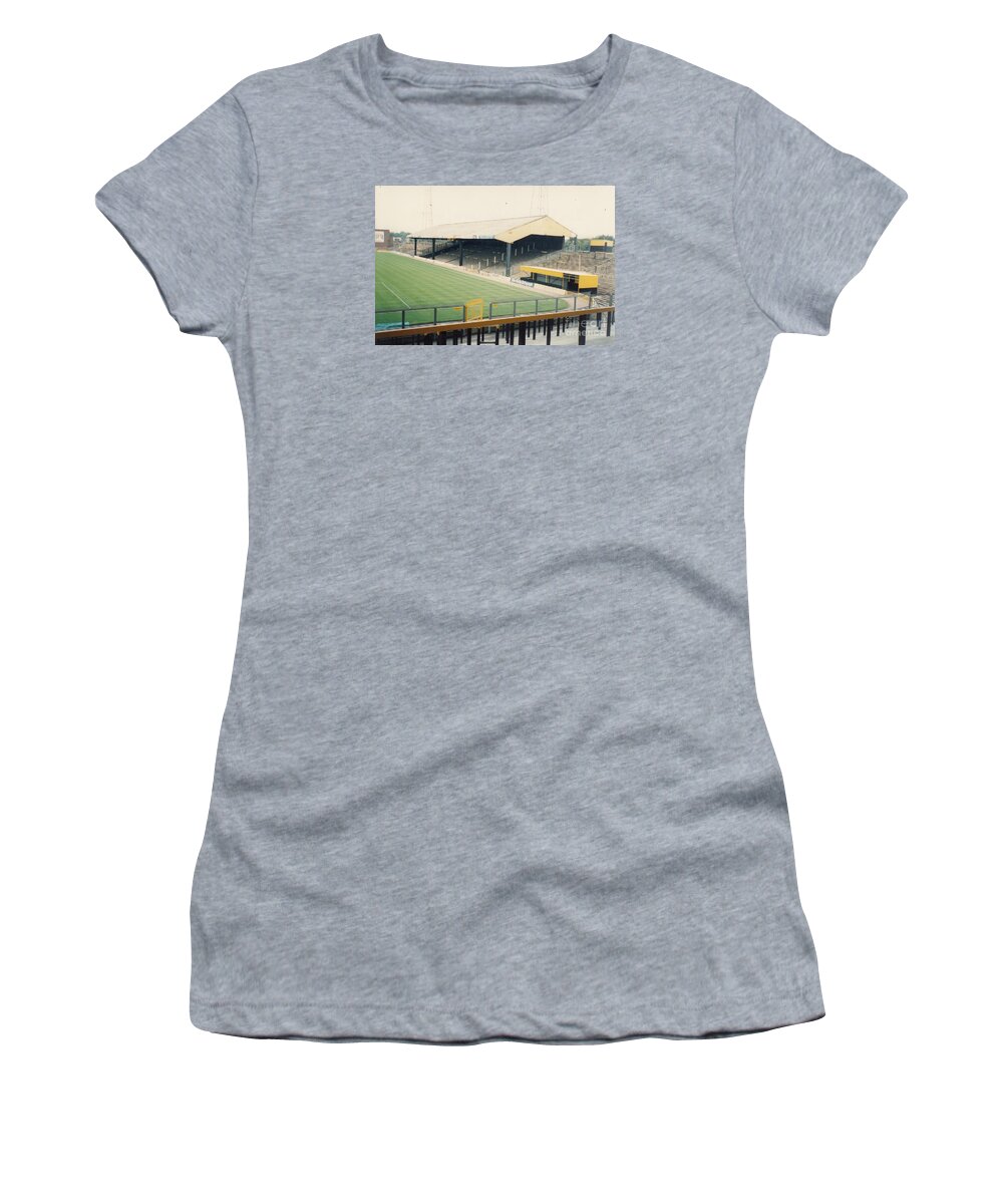  Women's T-Shirt featuring the photograph Hull City - Boothferry Park - East Stand Railway 2 - August 1991 by Legendary Football Grounds