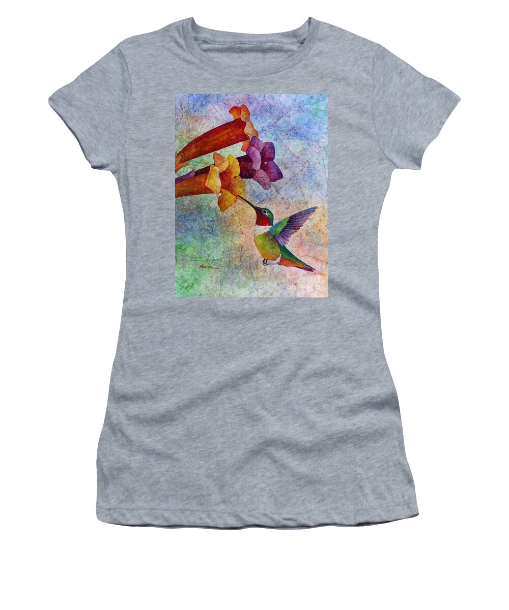 Hummingbird Women's T-Shirt featuring the painting Hummer Time by Hailey E Herrera
