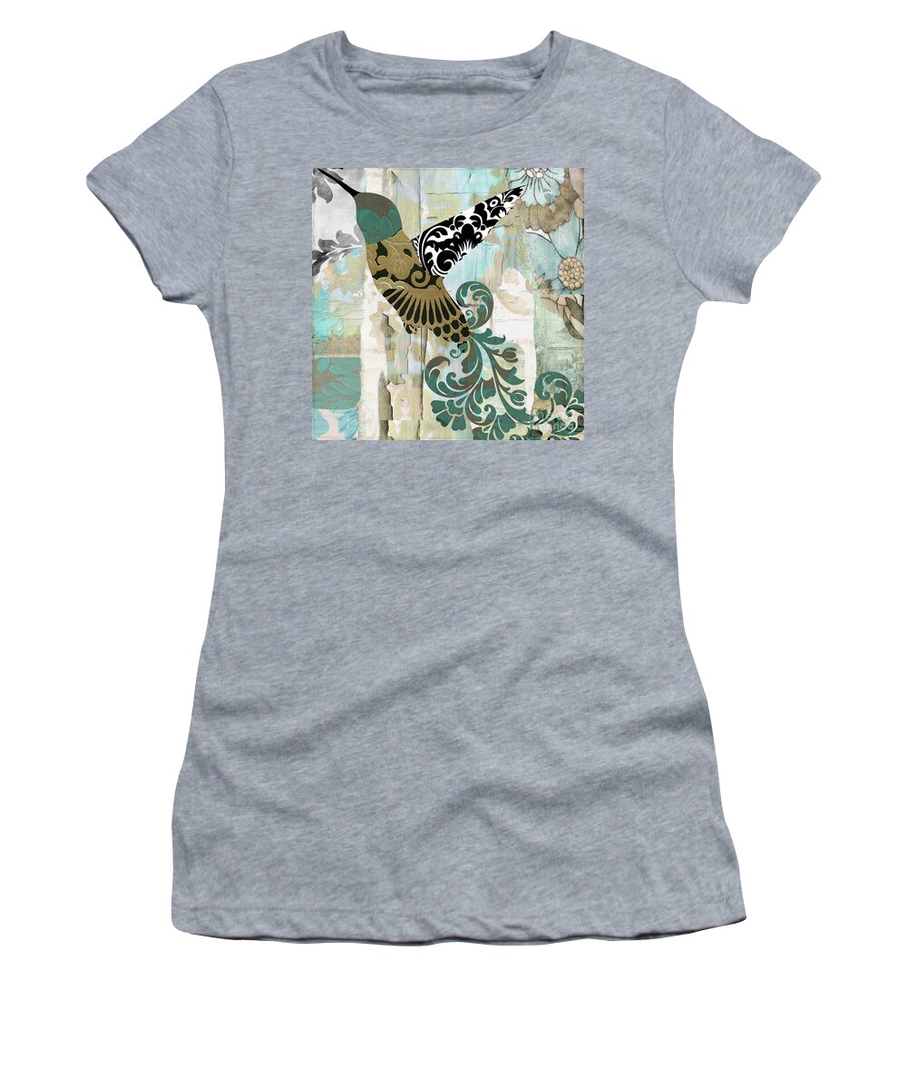 Hummingbird Women's T-Shirt featuring the painting Hummingbird Batik by Mindy Sommers