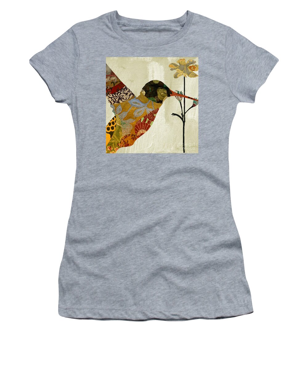 Hummingbird Women's T-Shirt featuring the painting Hummingbird Brocade III by Mindy Sommers