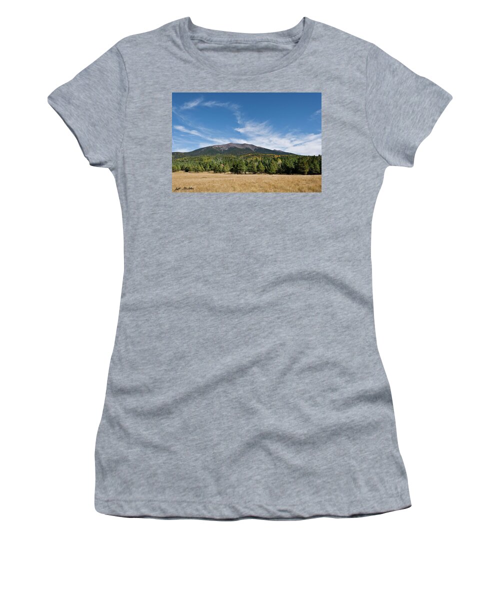 Arizona Women's T-Shirt featuring the photograph Humphreys Peak from Hart Prairie by Jeff Goulden
