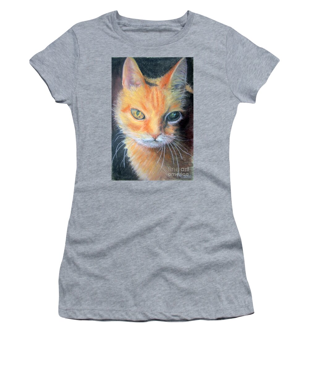 Feline Women's T-Shirt featuring the pastel I Can't Get You Out of My Mind Rusty by Antonia Citrino