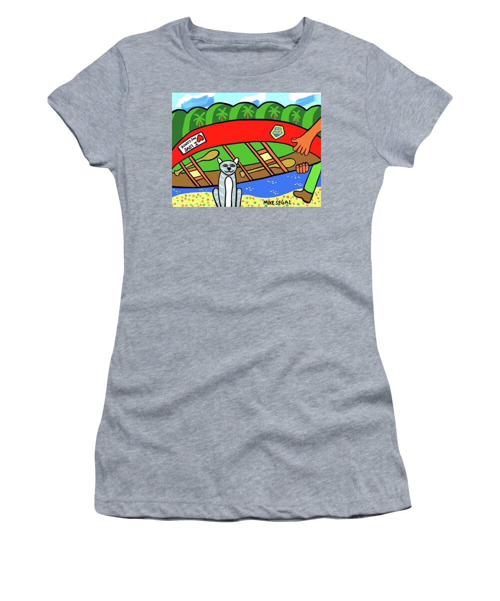 Canoe Women's T-Shirt featuring the painting I Love My Canoe by Mike Segal