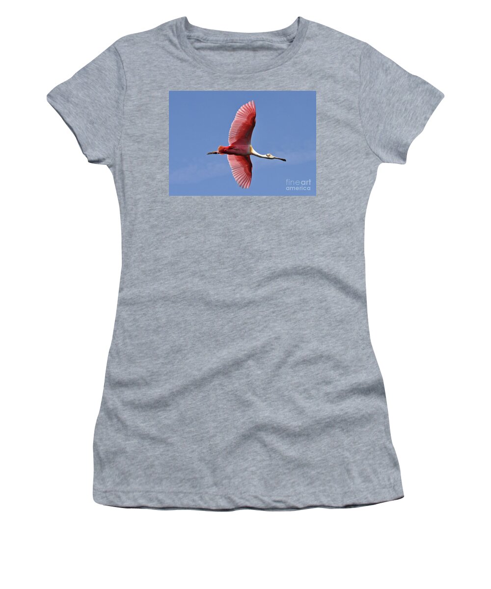 Roseate Spoonbill Women's T-Shirt featuring the photograph I Wanna Fly Like An Eagle by Lydia Holly