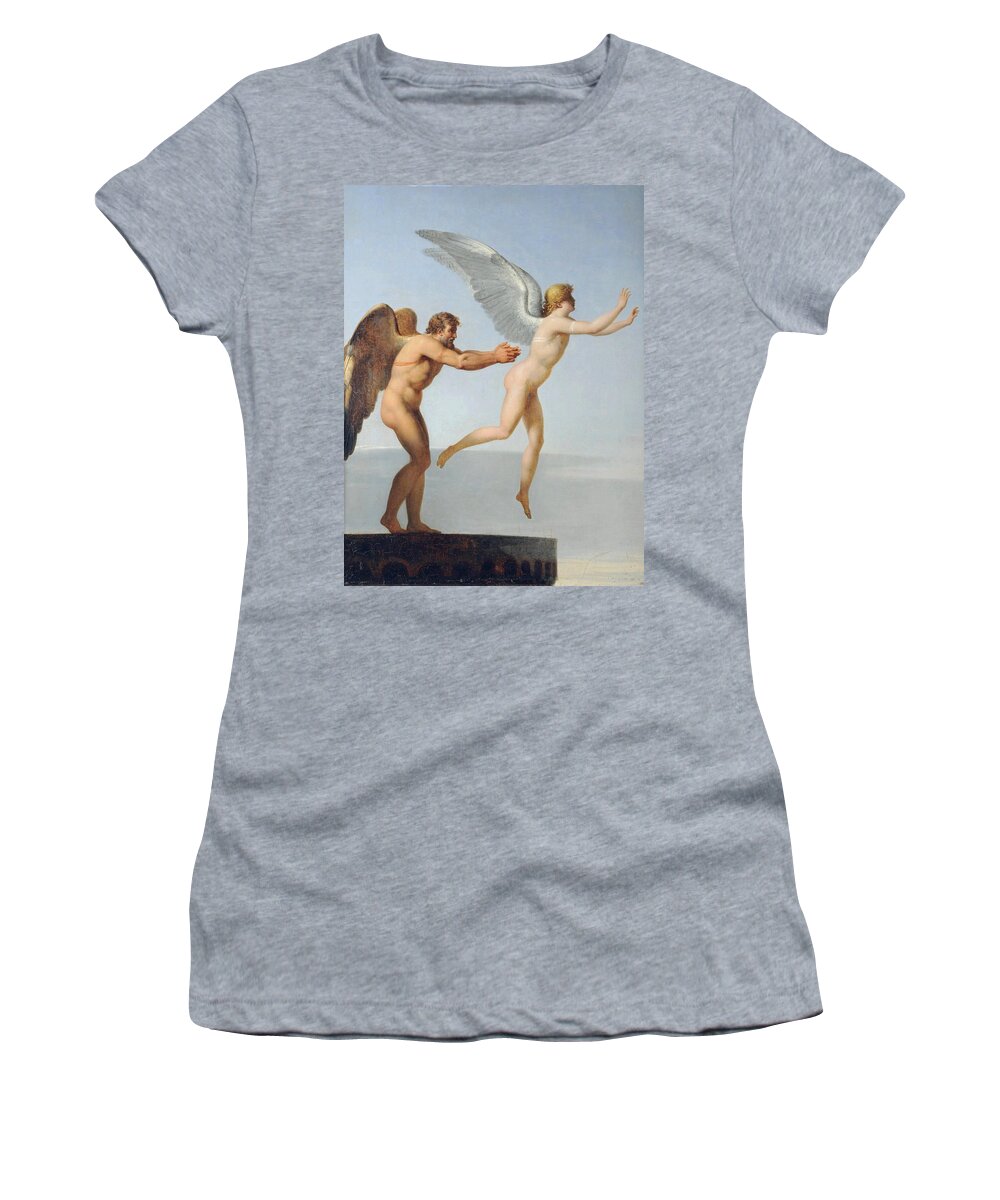 Charles Paul Landon Women's T-Shirt featuring the painting Icarus and Daedalus by Charles Paul Landon