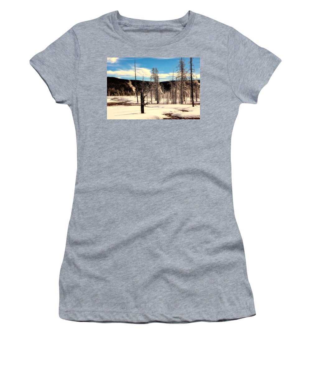 Yellowstone Women's T-Shirt featuring the photograph Ice Covered Trees In Yellowstone by Mountain Dreams